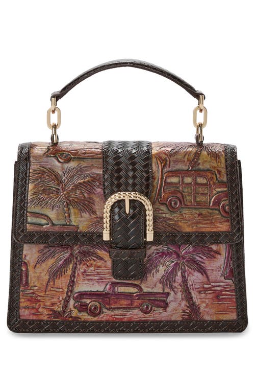 Shop Brahmin Small Hallie Embossed Leather Top Handle Bag In Brown Multi