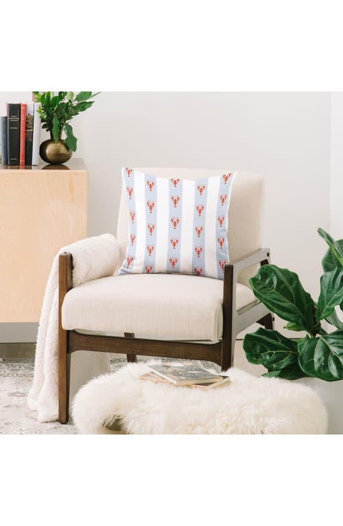 Deny Designs Stripe & Lobster Print Throw Pillow In Blue Lobster