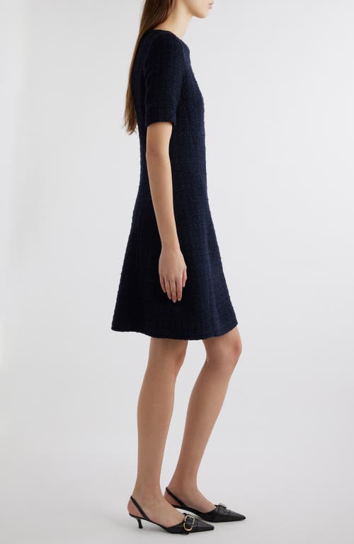 Shop Givenchy Wool Blend Bouclé Tweed Dress In Dark Navy