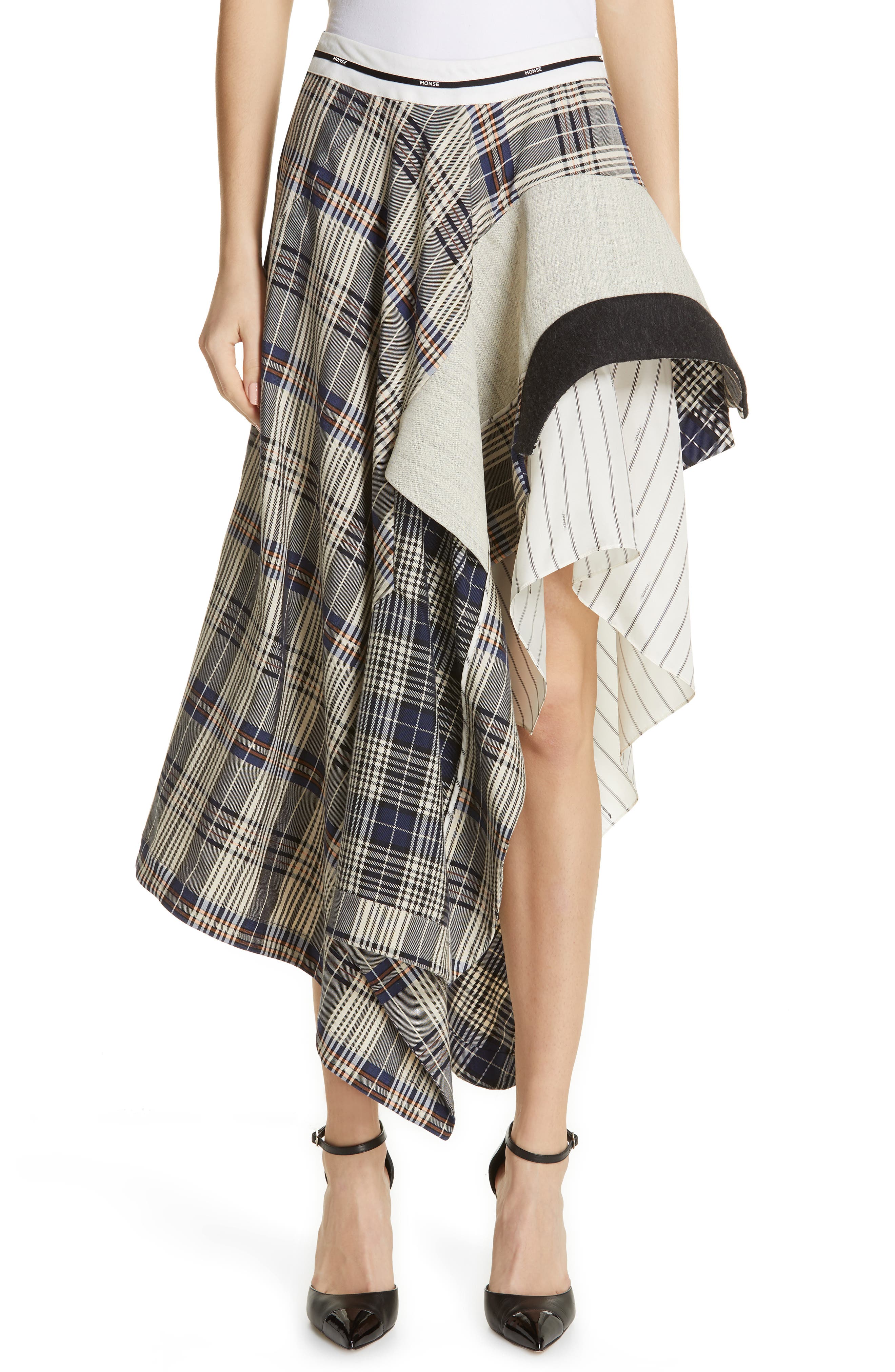 Monse Mixed Media Asymmetrical Draped Skirt Nordstrom