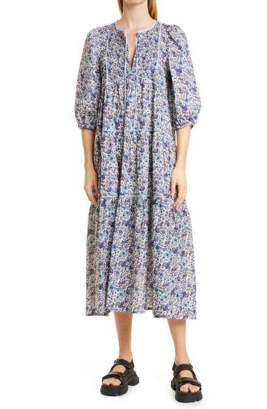 Birgitte Herskind July Liberty Organic Cotton Shift Dress In Blue Liberty