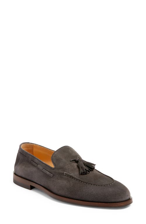 Brunello Cucinelli Tassel Detail Suede Loafer C8860 Dark Grey at Nordstrom,