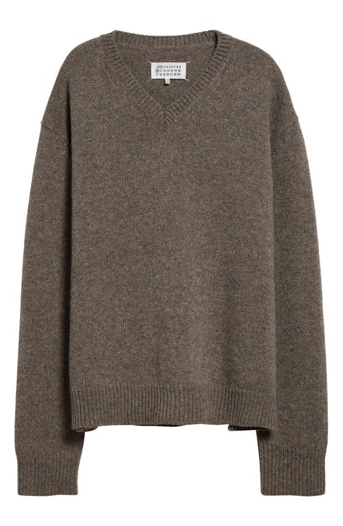 Shop Maison Margiela Marled Wool V-neck Sweater In Grey/brown