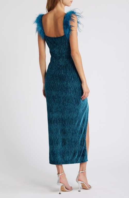 Shop Saylor Trish Feather Cap Sleeve Velour Cocktail Dress In Deep Teal