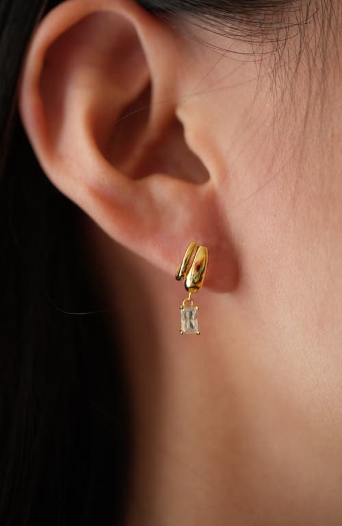 ARGENTO VIVO ARGENTO VIVO STERLING SILVER CUBIC ZIRCONIA DROP HUGGIE HOOP EARRINGS