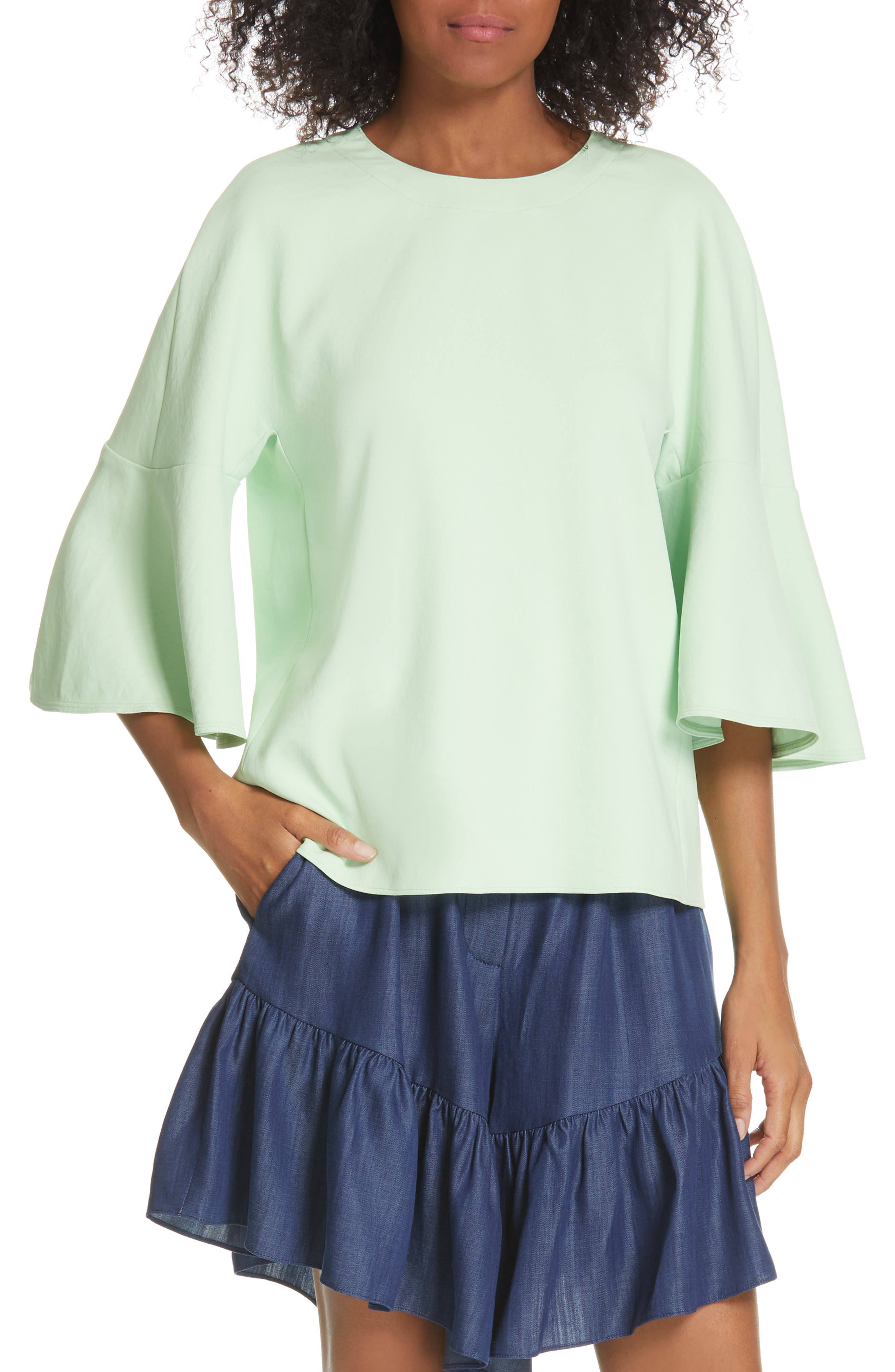 tibi ruffle sleeve top