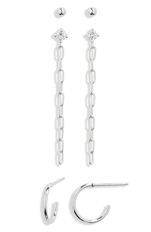Shop Nordstrom Rack Set Of 3 Demi Fine Earrings In Silver