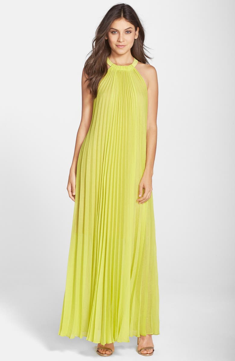 BCBGMAXAZRIA 'Meghan' Pleated Georgette A-Line Gown | Nordstrom