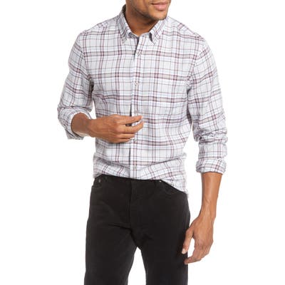 1901 Trim Fit Plaid Button-Up Shirt, Grey