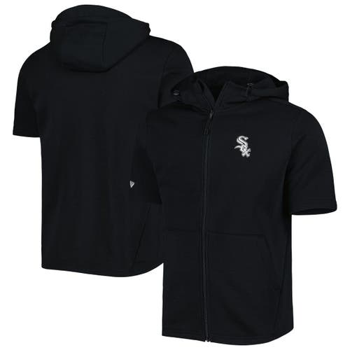 Men's Levelwear Black Chicago White Sox Recruit Full-Zip Short Sleeve Hoodie