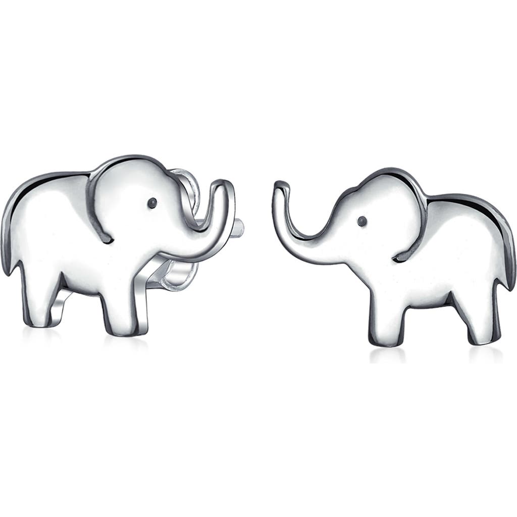Bling Jewelry Animal Lover Elephant Stud Earrings In Silver