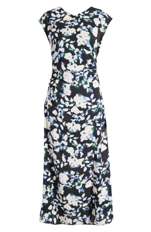 Shop Luxely Blurred Floral Maxi Dress In Black/silver Blue