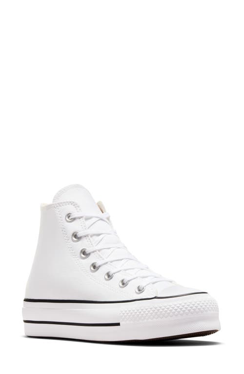 Chuck Taylor All Star Lift High Top Sneaker in White/Black/White