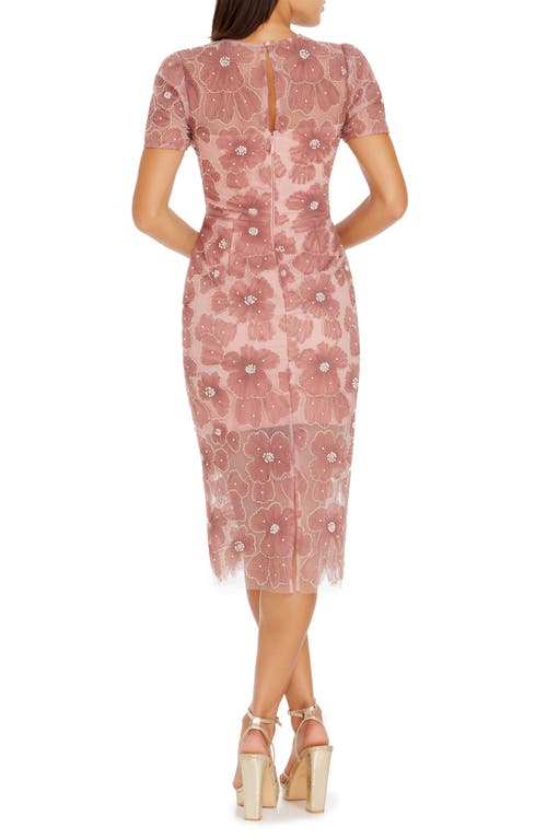 Dress The Population Lia Bead & Flower Appliqué Sheath Dress In Mauve Multi