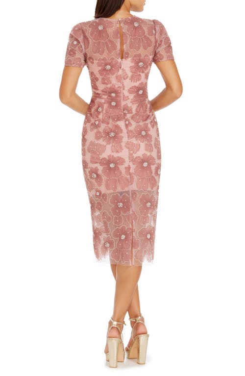 Shop Dress The Population Lia Bead & Flower Appliqué Sheath Dress In Mauve Multi