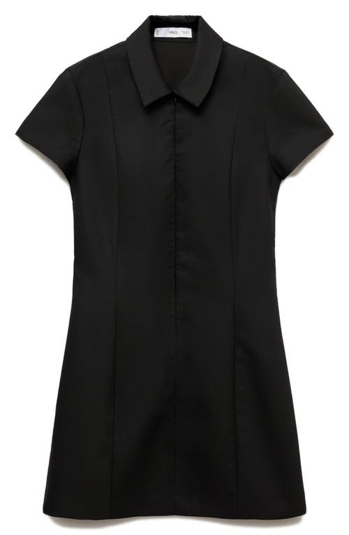 Mango Short Dress With Zip Black In Black