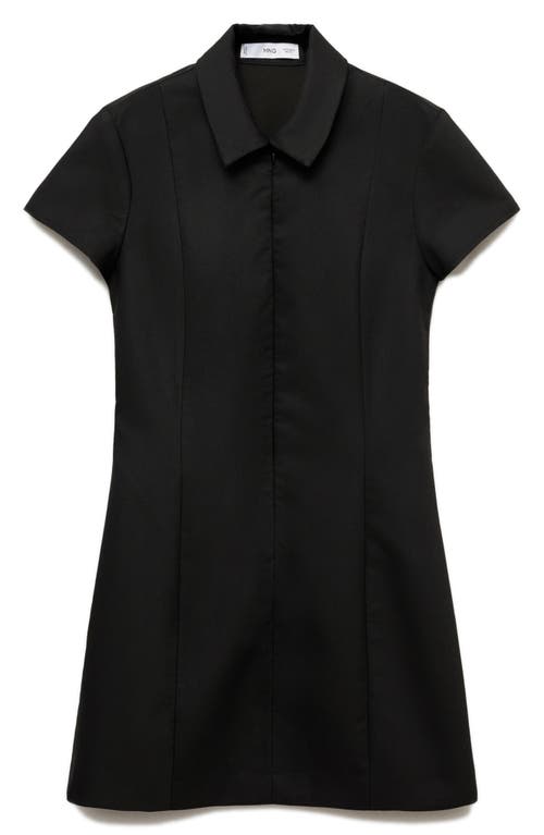 Shop Mango Zip Mini Shirtdress In Black