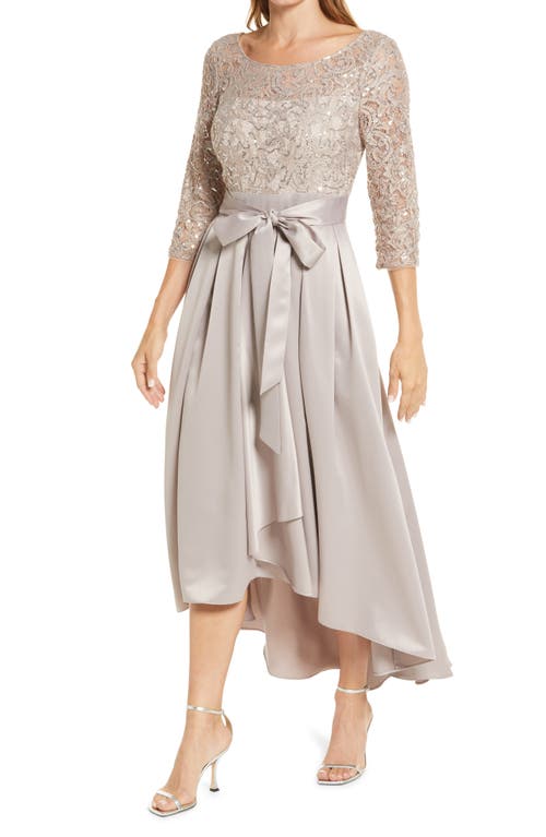 Alex Evenings Sequin Lace High Low Cocktail Dress in Buff Smart