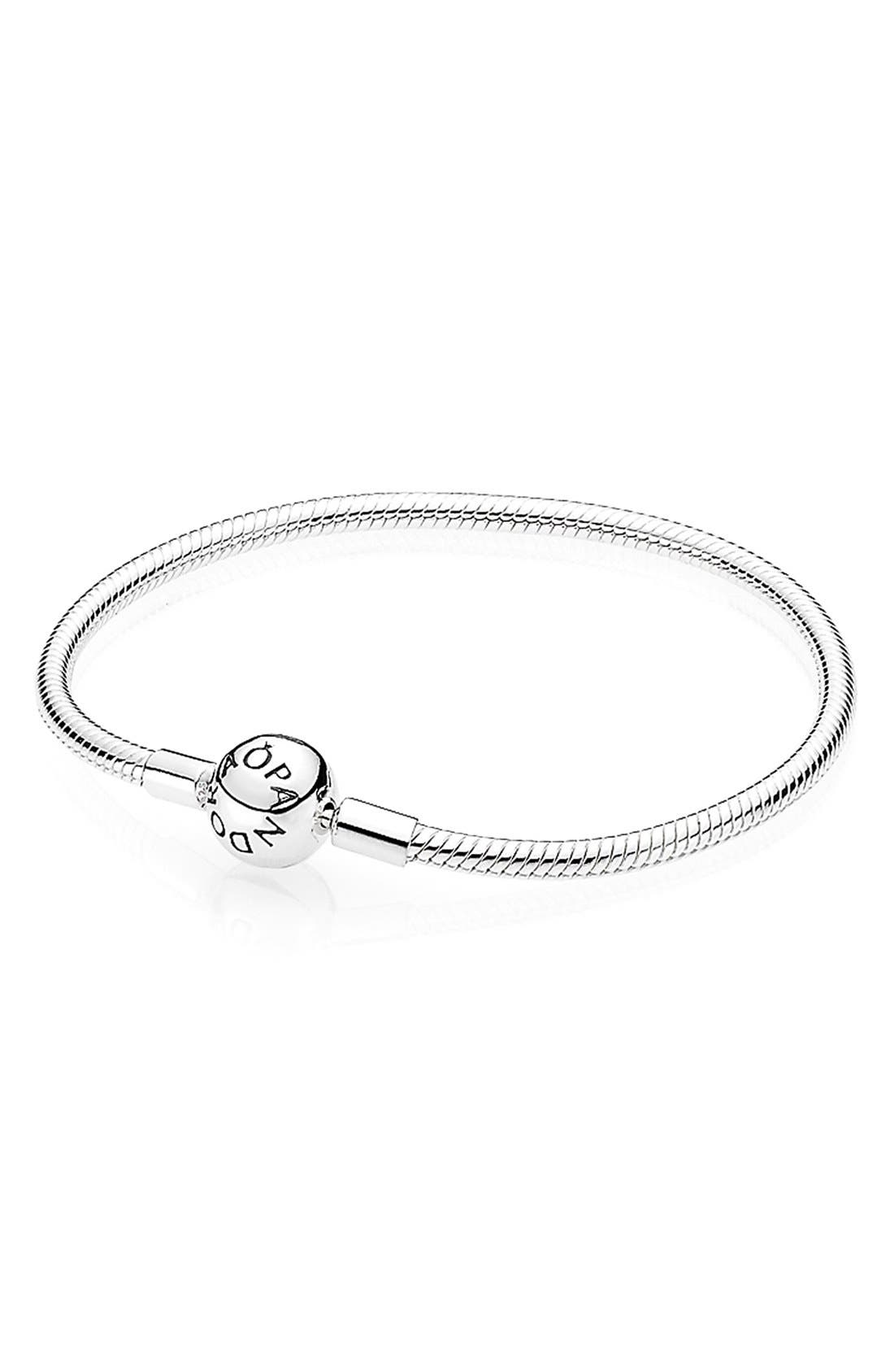 Sterling Silver Smooth Bracelet w/Roubd Clasp Bracelet 23 cm 590728-23