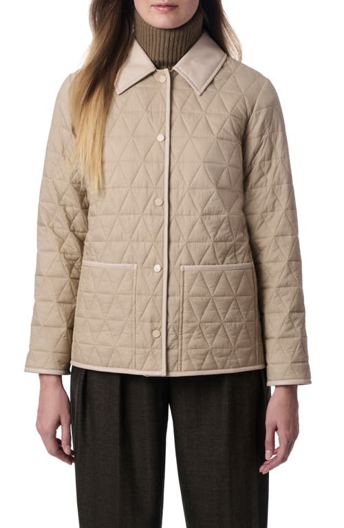 Shop Bernardo Quilted Faux Leather Trim Recycled Nylon Jacket In Taupe