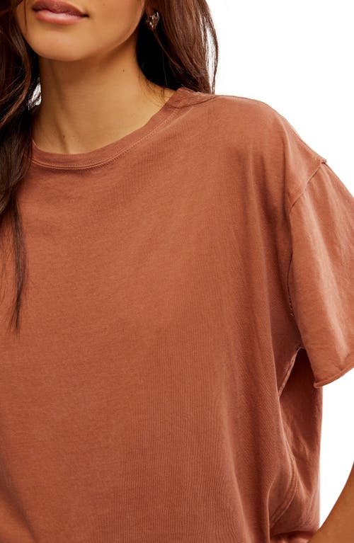 Shop Free People Nina Crewneck Cotton T-shirt In Tortiose Shell