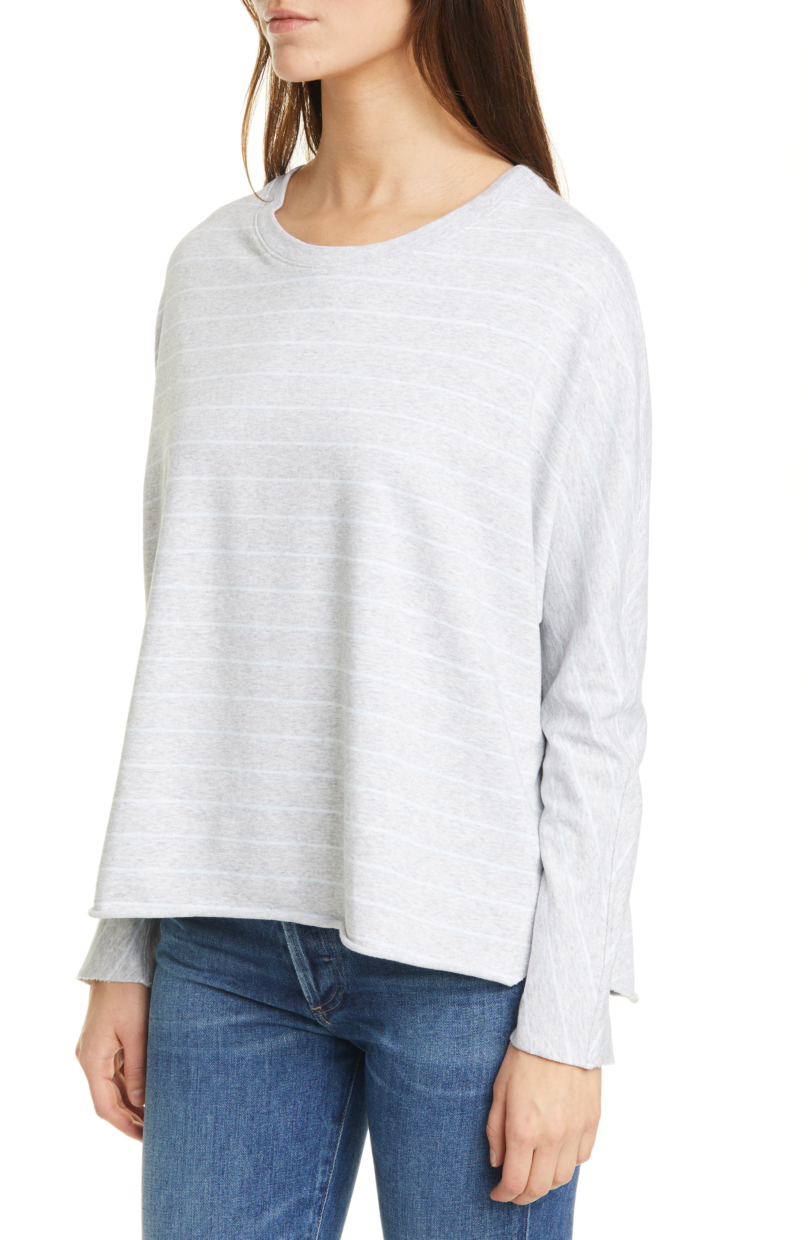 Frank Eileen Oversized Stripe Raw Hem Sweatshirt Nordstrom Rack