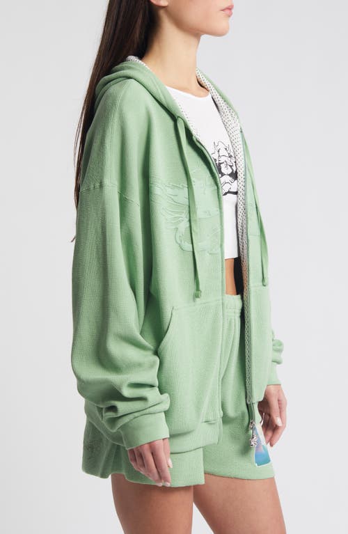 Boys Lie Burst Your Bubble Harley Cotton Zip-up Graphic Hoodie In Green