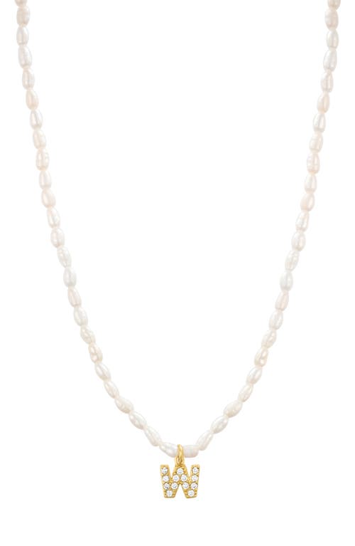 Initial Freshwater Pearl Beaded Necklace in White - W