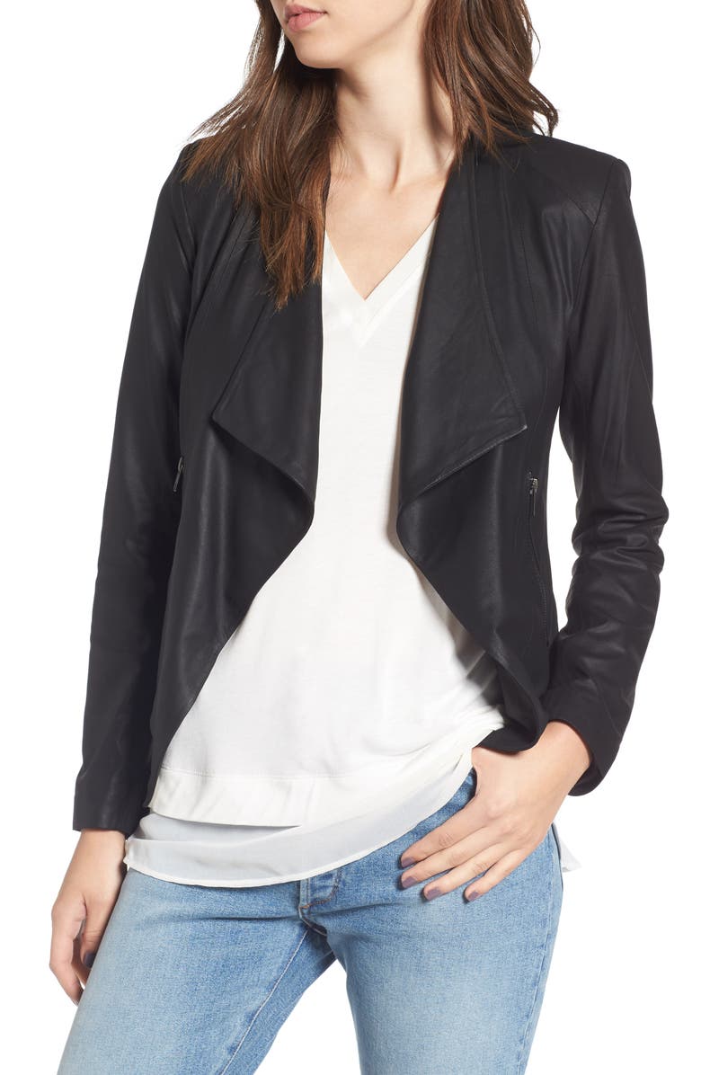 BB Dakota Brycen Leather Drape Front Jacket | Nordstrom
