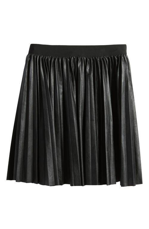 Truly Me Kids' Pleated Faux Leather Skirt in Black