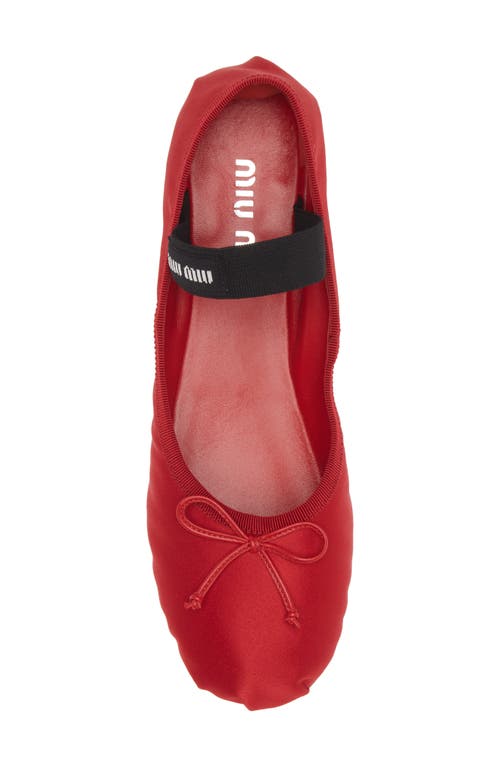 Shop Miu Miu Logo Strap Ballet Flat In Rosso