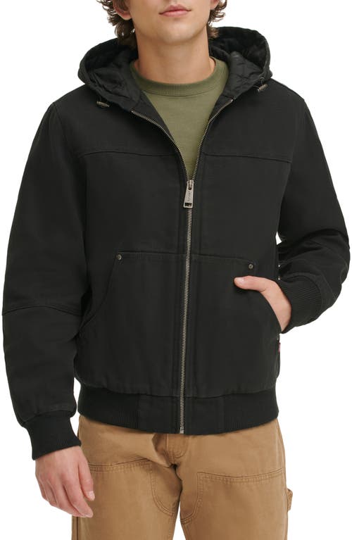 Shop Levi's Workwear Hooded Bomber In Black