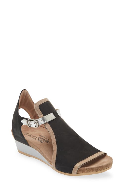 Naot Fiona Wedge Sandal Black Leather at Nordstrom,