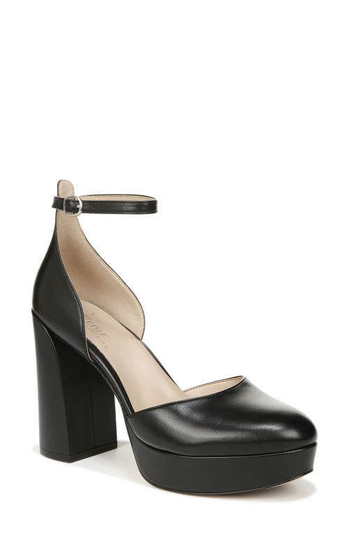 Giovanna Ankle Strap Platform Pump in Black Leather