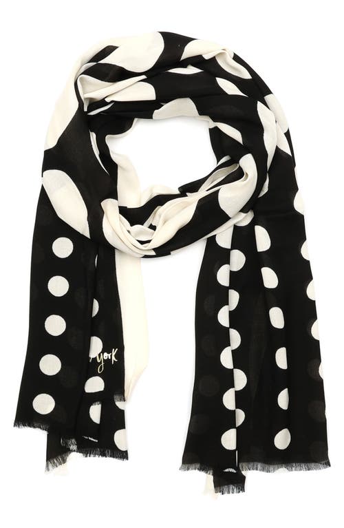 Kate Spade New York Dots & Bubbles Oblong Scarf In Black/cream