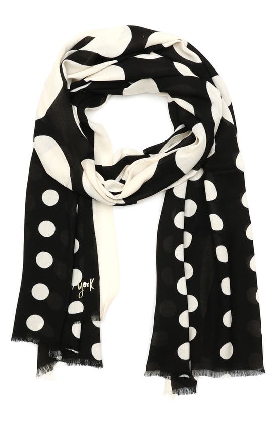 Kate Spade Dots & Bubbles Oblong Scarf In Black Cream