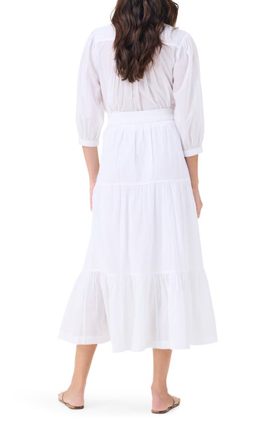 Shop Nic + Zoe Nic+zoe Cotton Tiered Skirt In Paper White