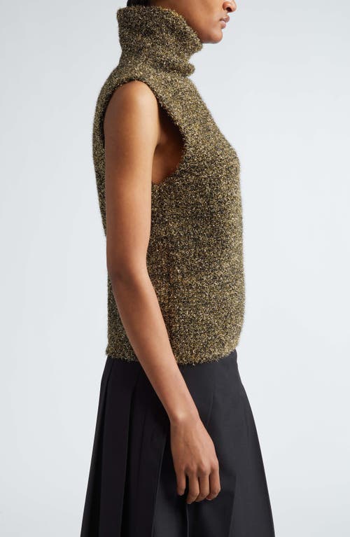 Shop Rohe Róhe Metallic Sleeveless Turtleneck Sweater In Gold