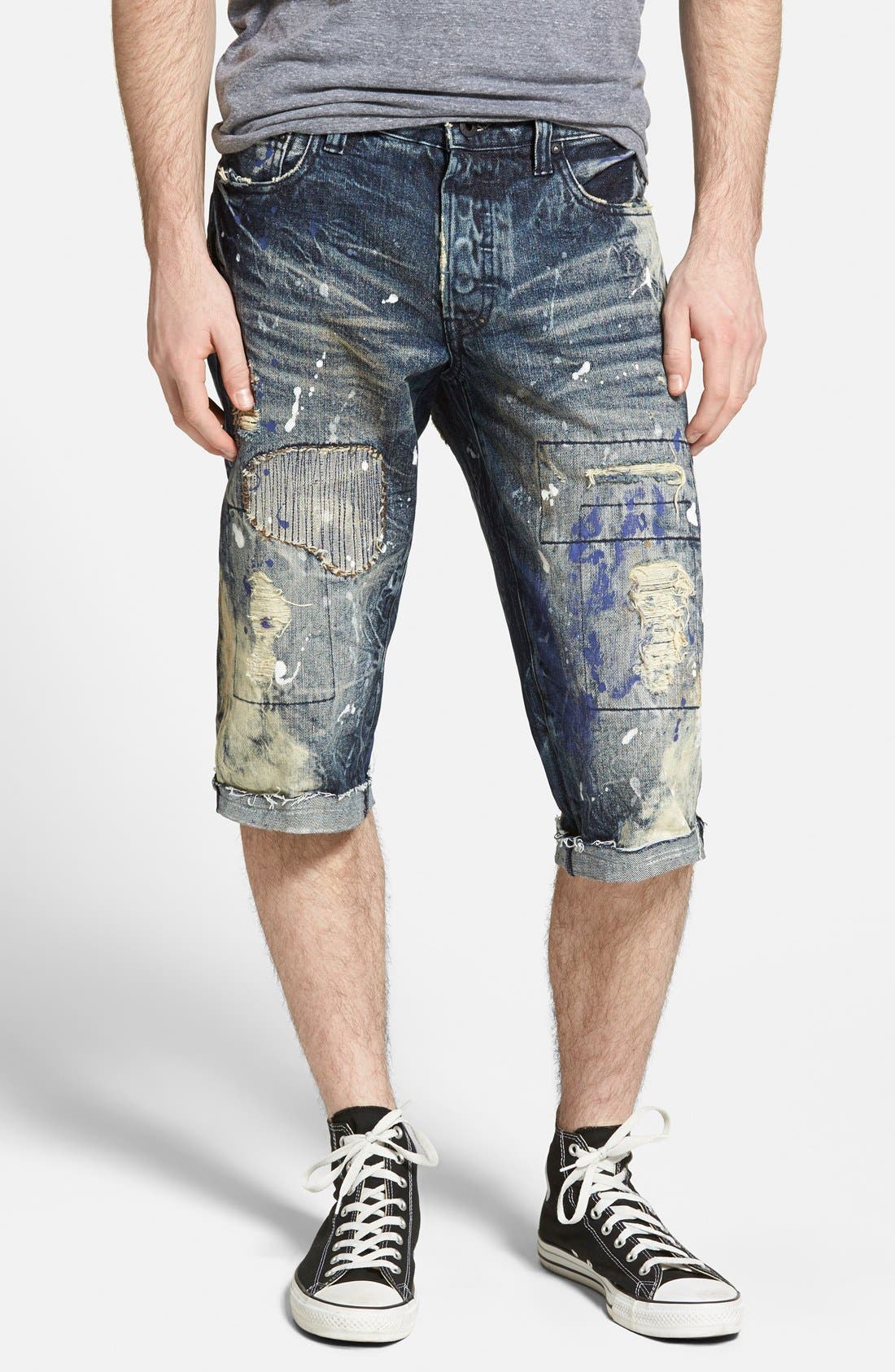 PRPS 'Blossom' Rip and Repair Cutoff Denim Shorts (Dark Indigo) Nordstrom