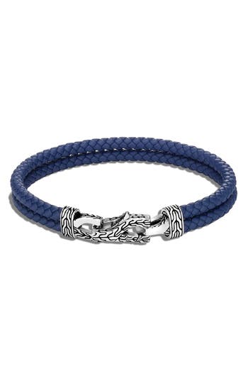John Hardy Asli Classic Chain Double Woven Leather Bracelet In Blue