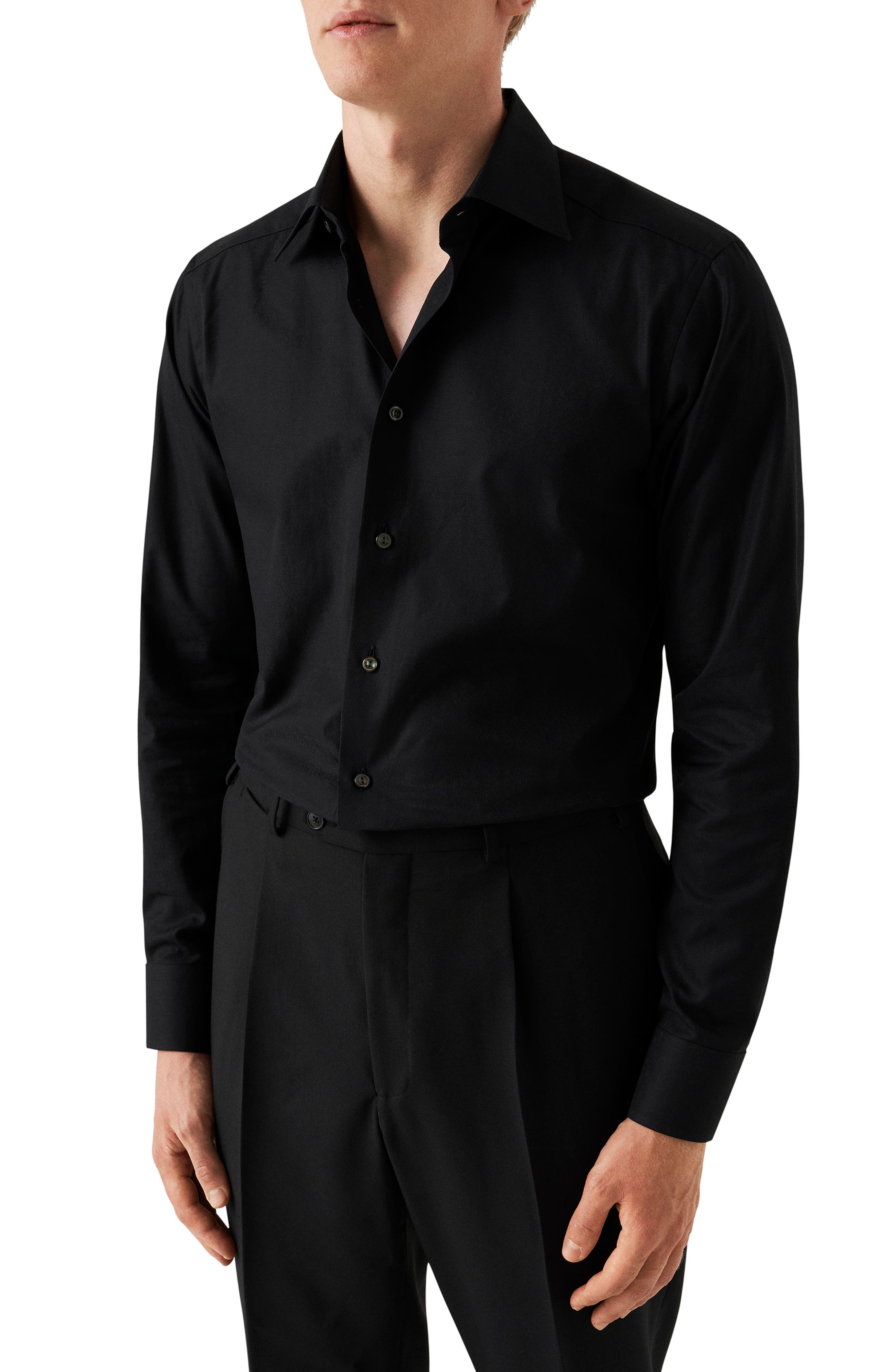 Eton Slim Fit Fit Cotton Dress Shirt in Black 