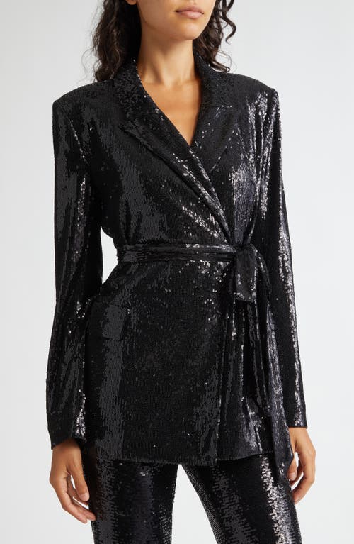 Shop L Agence L'agence Jordana Sequin Wrap Jacket In Black