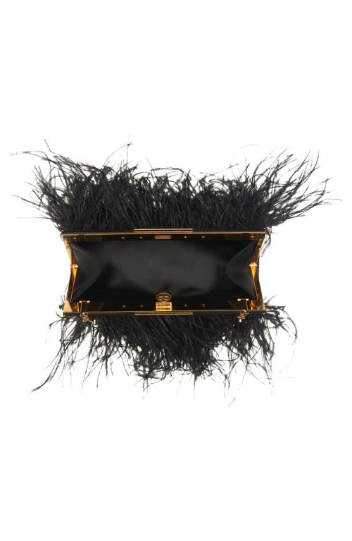 Shop Dolce & Gabbana Dolce&gabbana Marlene Feather Trim Shoulder Bag In 8b956 Nero/nero