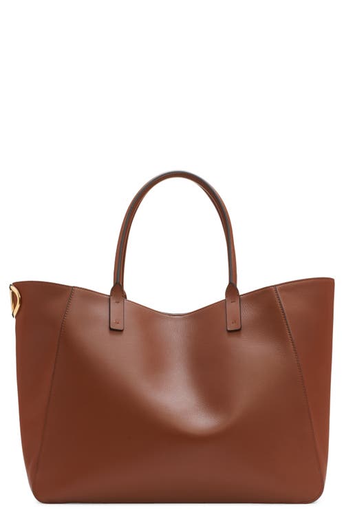 Shop Valentino Garavani Small Vlogo Detail Leather Tote In Tobacco