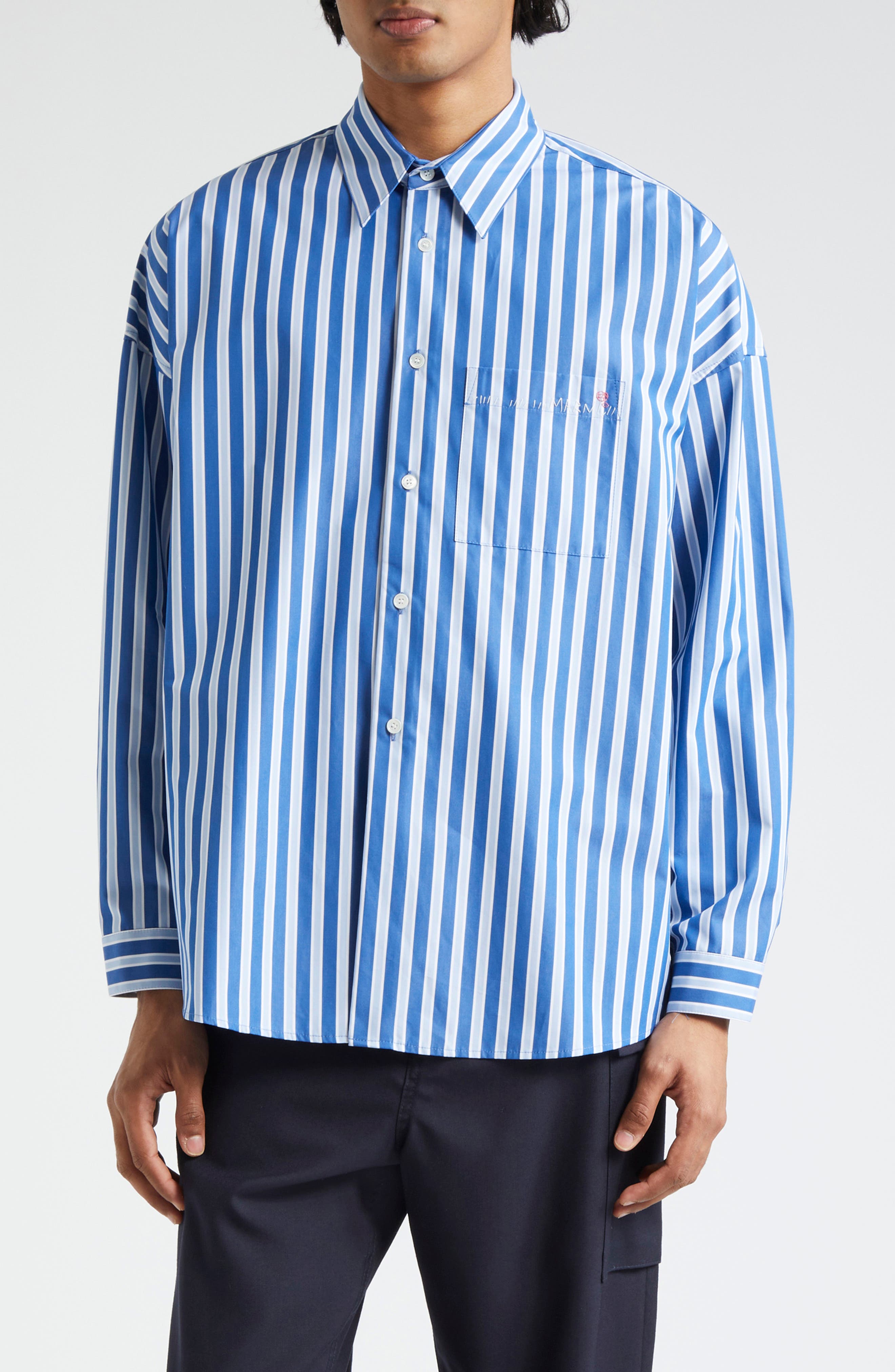 Marni long-length striped cotton shirt - Blue