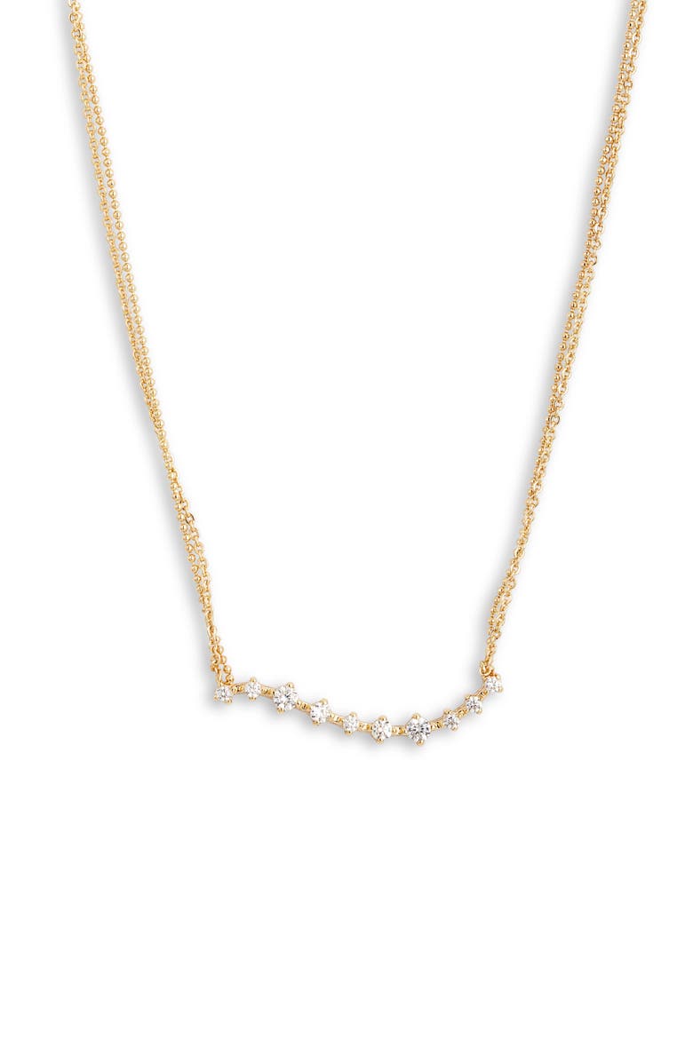 NORDSTROM Cubic Zirconia Wave Pendant Necklace, Main, color, CLEAR- GOLD