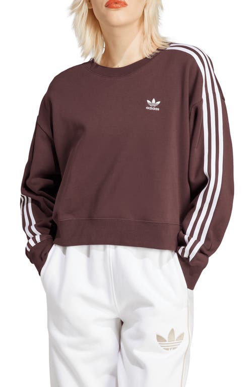 Adicolor Classics 3-Stripes Cotton French Terry Sweatshirt in Shadow Brown