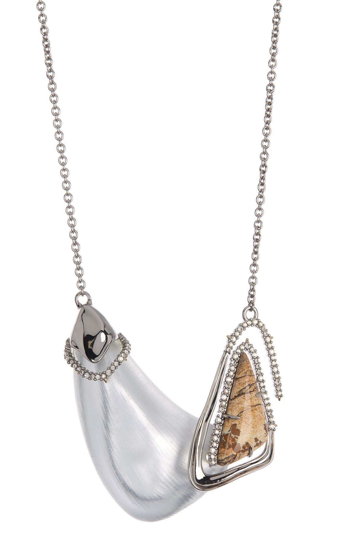 Alexis Bittar Fancy Stone Articulating Bib Necklace In Silver