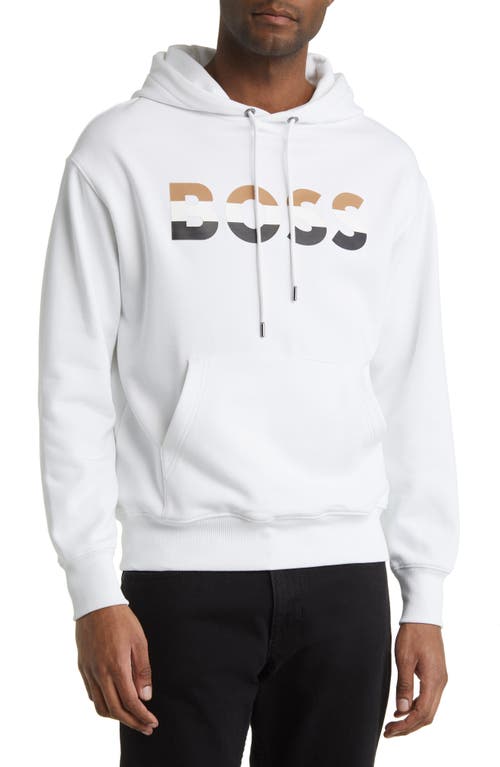BOSS Econy 2 Cotton Logo Graphic Hoodie in White