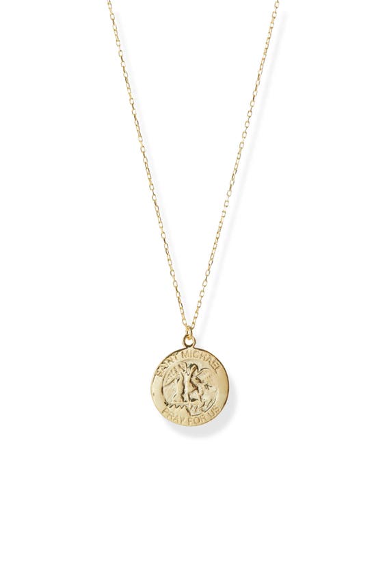 Argento Vivo Sterling Silver Saint Michael Pendant Necklace In Gold